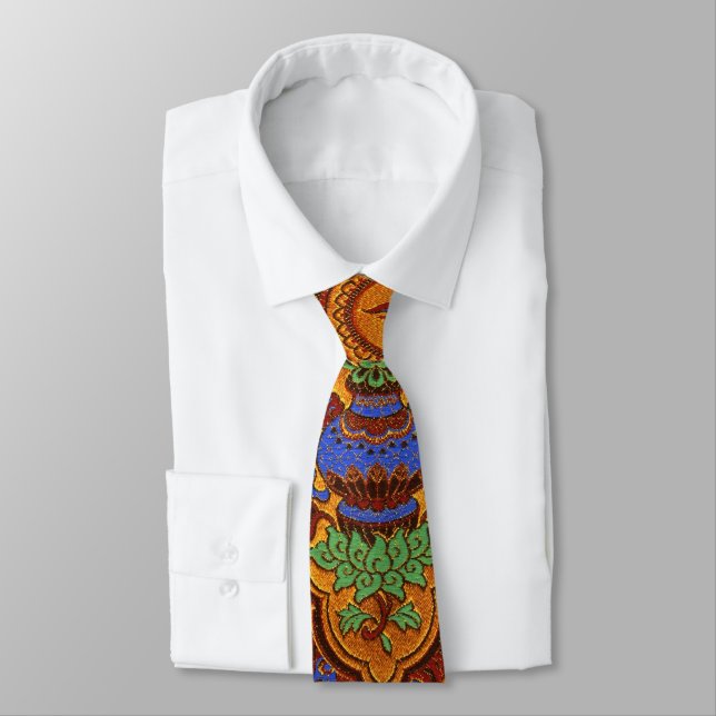 Golden Hong Kong Design Neck Tie (Tied)