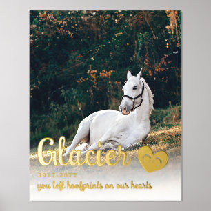 Golden Hoofprints On Our Hearts Horse Memorial Foil Prints