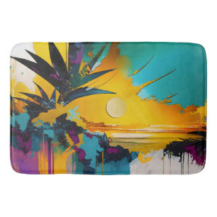 Golden Horizon – Abstract Tropical Sunset Bath Mat