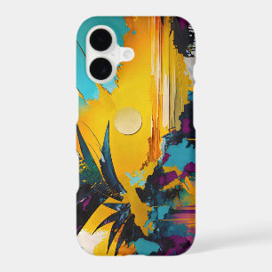 Golden Horizon – Abstract Tropical Sunset iPhone 17 Case
