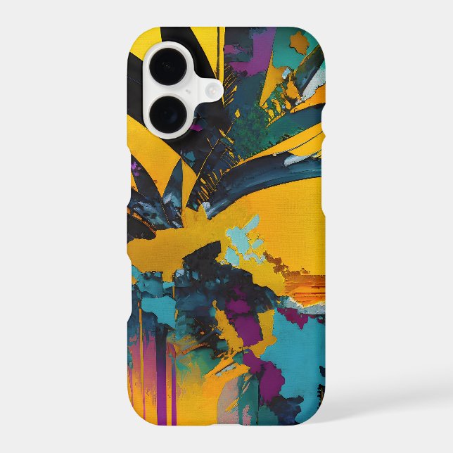 Golden Horizon – Abstract Tropical Sunset iPhone Case (Back)