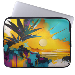 Golden Horizon – Abstract Tropical Sunset Laptop Sleeve