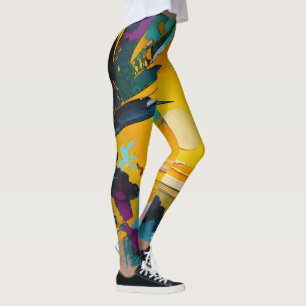 Golden Horizon – Abstract Tropical Sunset Leggings
