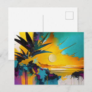 Golden Horizon – Abstract Tropical Sunset Postcard