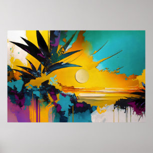 Golden Horizon – Abstract Tropical Sunset Poster