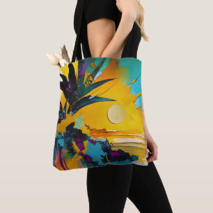 Golden Horizon – Abstract Tropical Sunset Tote Bag