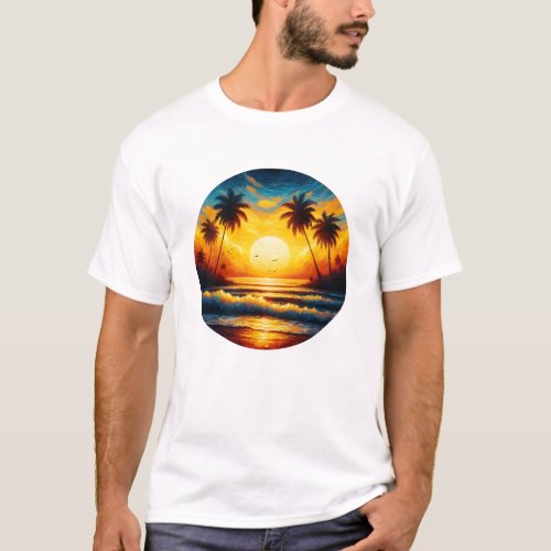 Golden Horizon Captivating Sunset Art Tee