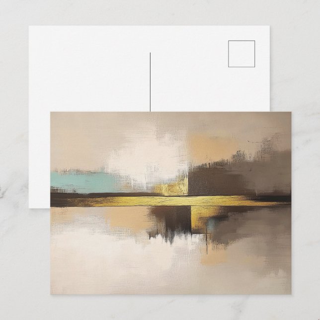 Golden Horizon – Minimalist Abstract Landscape Postcard (Front/Back)