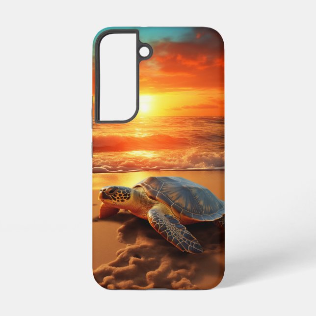 Golden Horizon Sea Turtle Samsung Galaxy Case (Back)