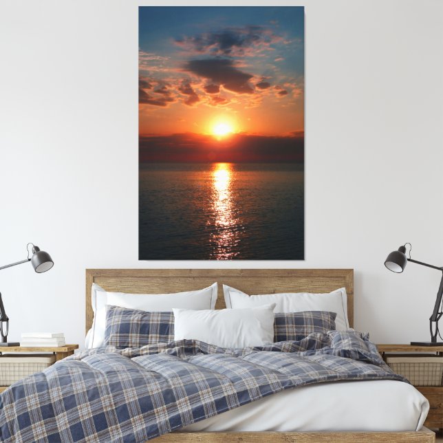 Golden Horizon: Sunset Over the Sea Canvas Print (Insitu(Bedroom))