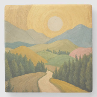 Golden Horizon Trail Stone Coaster