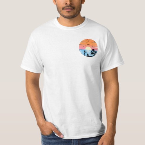 Golden Horizon Tropical Beach Sunset Print T_Shirt