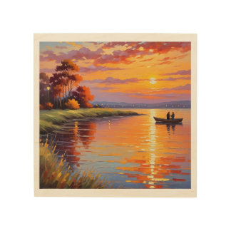 Golden Horizons: A Stand Against the Sunset Wood Wall Art