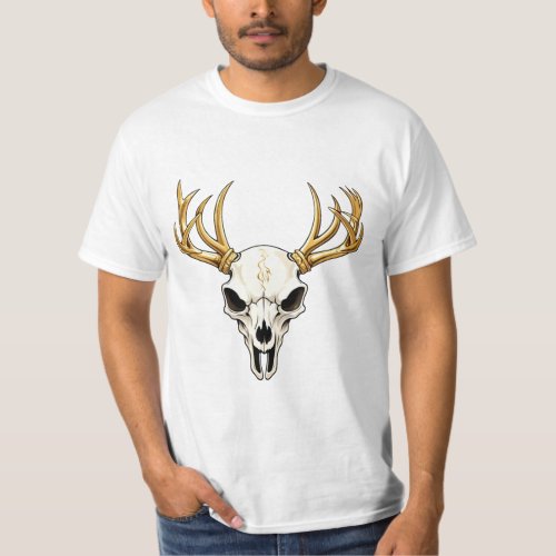 golden horned deer skull T_Shirt