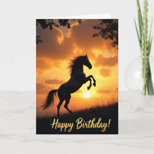 Golden Horse Birthday Card