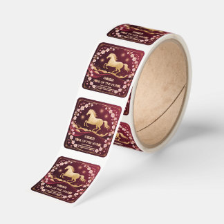 Golden Horse Blossom Lunar Festival Gift Label