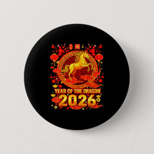 Golden Horse Chinese New Year 2026 Dragon Zodiac W Button