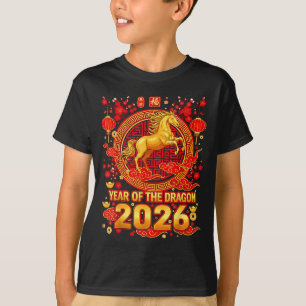 Golden Horse Chinese New Year 2026 Dragon Zodiac W T-Shirt