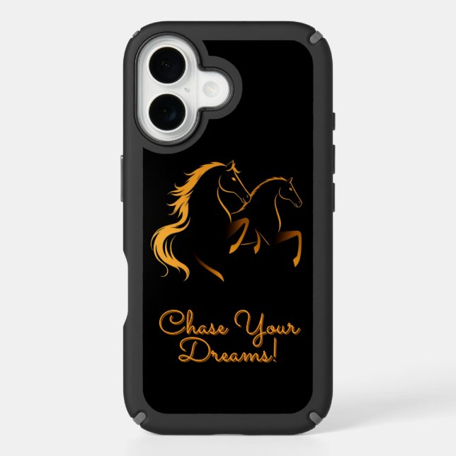 Golden Horse Duo on Black Speck iPhone Case (Front)