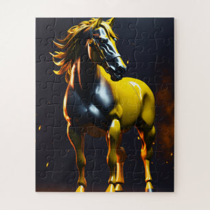 Golden Horse Logo Puzzle Luxury Powerful Horse J