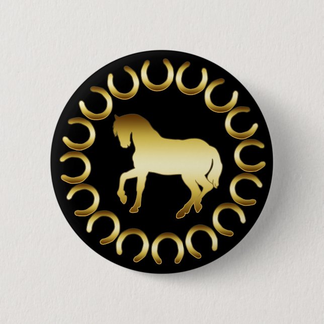 GOLDEN HORSE PINBACK BUTTON (Front)