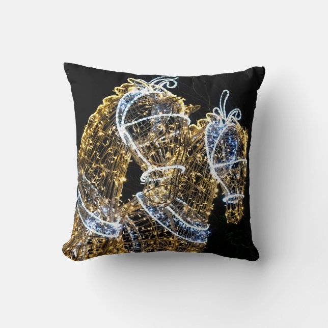 Golden horses galloping throw pillow (Front)