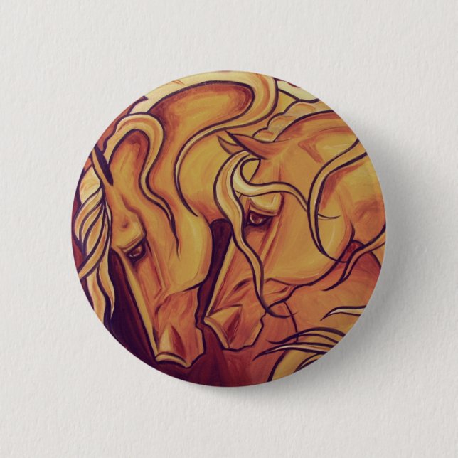 Golden Horses Pinback Button (Front)