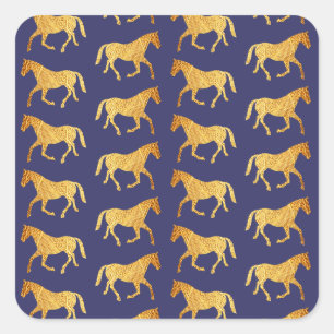 Golden Horses Square Sticker