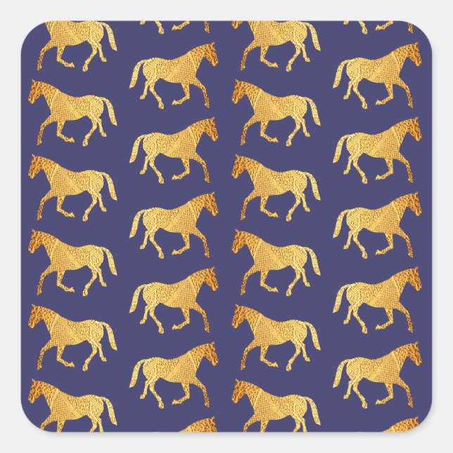 Golden Horses Square Sticker (Front)
