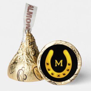Golden Horseshoe and Monogram on Black Hershey®'s Kisses®