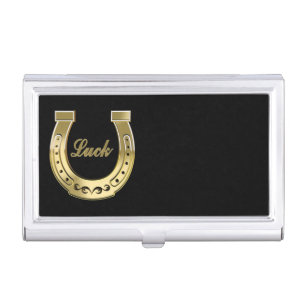 Golden horseshoe case for business cards