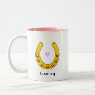 Golden Horseshoe & Heart Two-Tone Coffee Mug