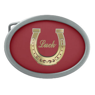 Golden horseshoe oval belt buckle