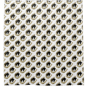 Golden horseshoe shower curtain