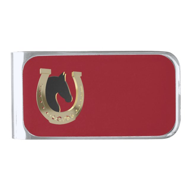 Golden horseshoe silver finish money clip (Front)