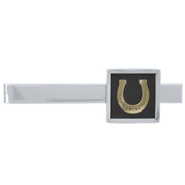 Golden horseshoe silver finish tie bar (Front)