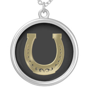 Golden horseshoe silver plated necklace