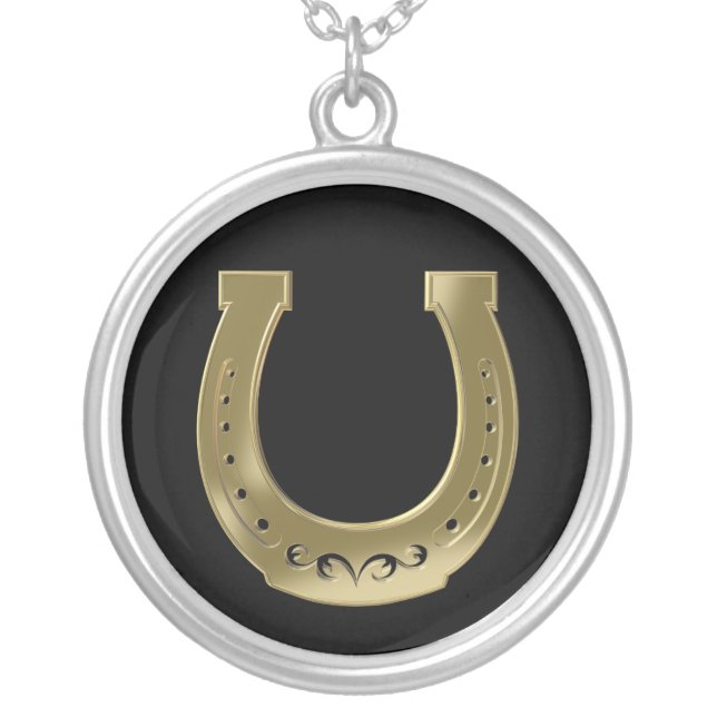 Golden horseshoe silver plated necklace (Front)
