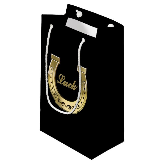 Golden horseshoe small gift bag (Front Angled)