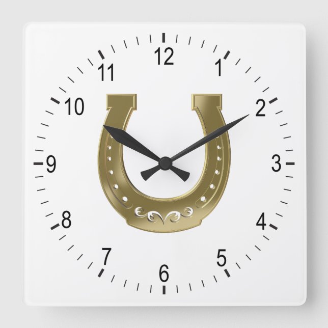 Golden Horseshoe Square Wall Clock (Front)