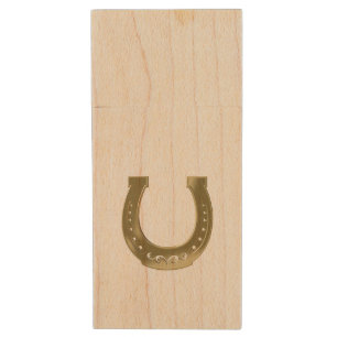 Golden horseshoe wood flash drive