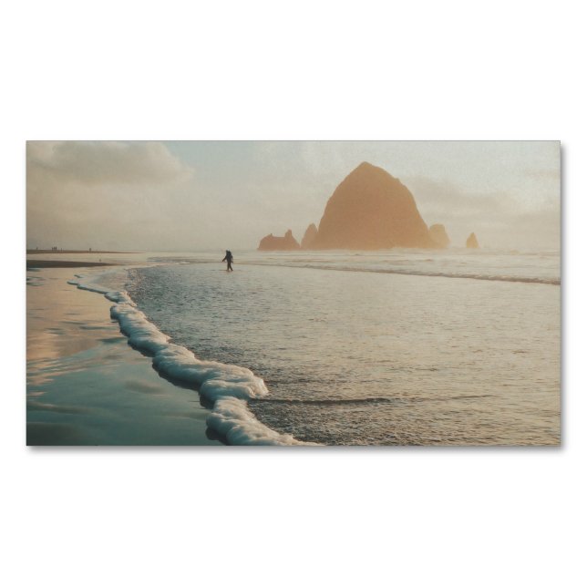 Golden hour at Cannon Beach  Business Card Magnet (Front)