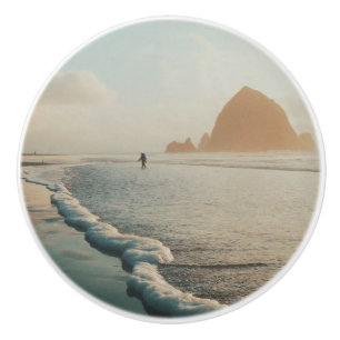 Golden hour at Cannon Beach  Ceramic Knob