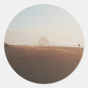 Golden hour at Cannon Beach Classic Round Sticker