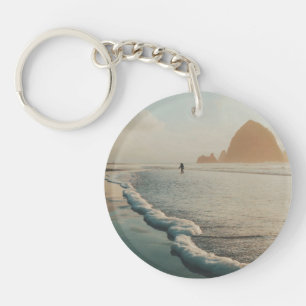 Golden hour at Cannon Beach Keychain