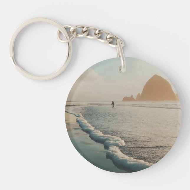 Golden hour at Cannon Beach  Keychain (Front)
