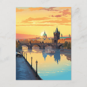Golden Hour at Charles Bridge Holiday Postcard