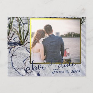 Golden Hour Beach Wedding Save the Date Announcement Postcard