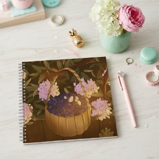 Golden Hour Blueberry Basket Square Notebook