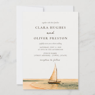 Golden Hour Caribbean Coastal Sailboat Wedding  Invitation